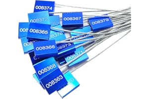 RASUNKAE 10pcs Numbered Security Steel Cable Seals, Metal Container Seals Aluminum Pull Tight Adjustable Cable, Shipping Label Metal Tags, for Logistics, Truck, Trailer, Cargo Shipping (Blue, 10pcs)