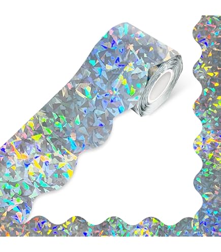 100 Feet Christmas Bulletin Board Border - Glitter Scalloped Trim Strips For Classroom, Office & Party Decor (Green)