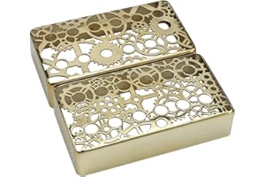 OVSAL 2 PCS Brass Humbucker Guitar Pickup Covers 50mm/52mm Pole Spcing Engraved Guitar Pickup Covers Pickup Covers electric guitar pickup covers for Les Paul Electric Guitar (Gold)