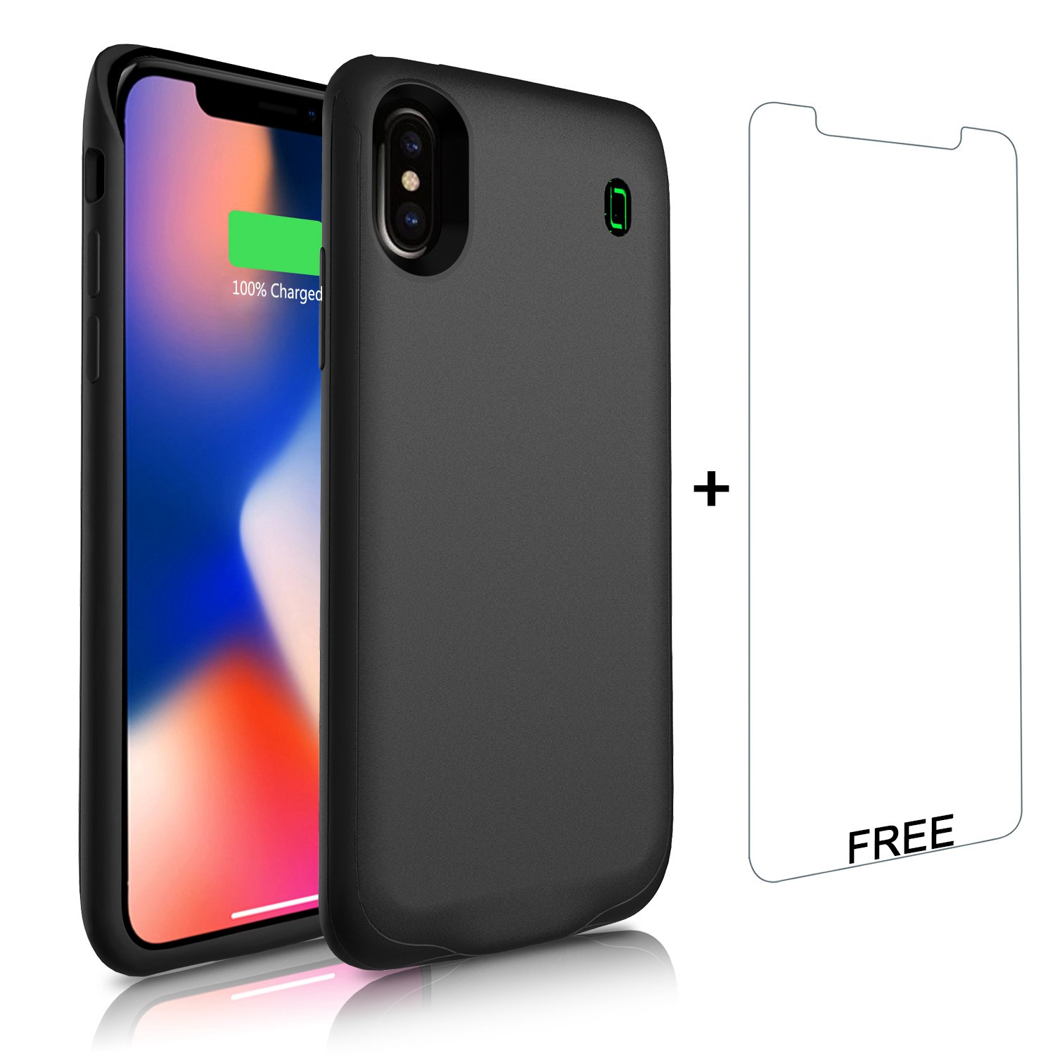 iPhone X Battery Case, LoHi Lightning Connector Audio Support Charger 4000mAh Rechargeable Soft TPU Fingerprint Resistant Ultra Slim Extended Charging Backup 5.8\