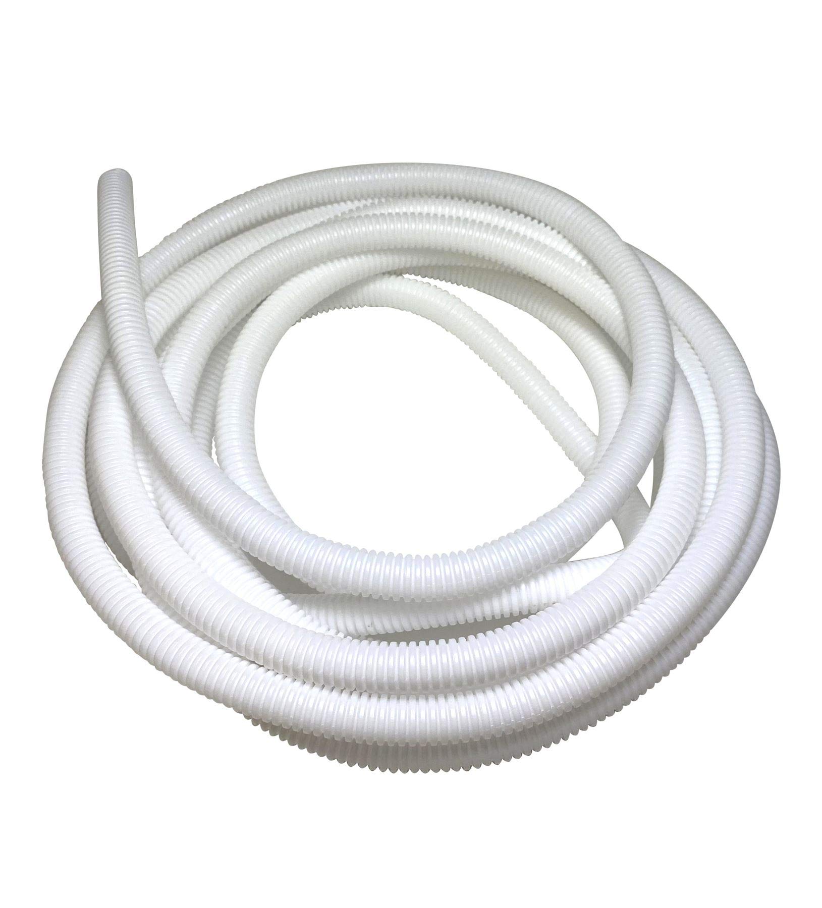 PE White Corrugated Flexi Pipe Tube Non-Split 10mm - 5m