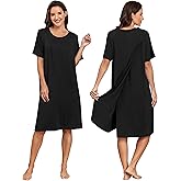 AJOHC Hospital Gowns for Women - Open Back with Snap Tear Away Surgery Recovery Dress Short Sleeve Elderly Adaptive Nightgown