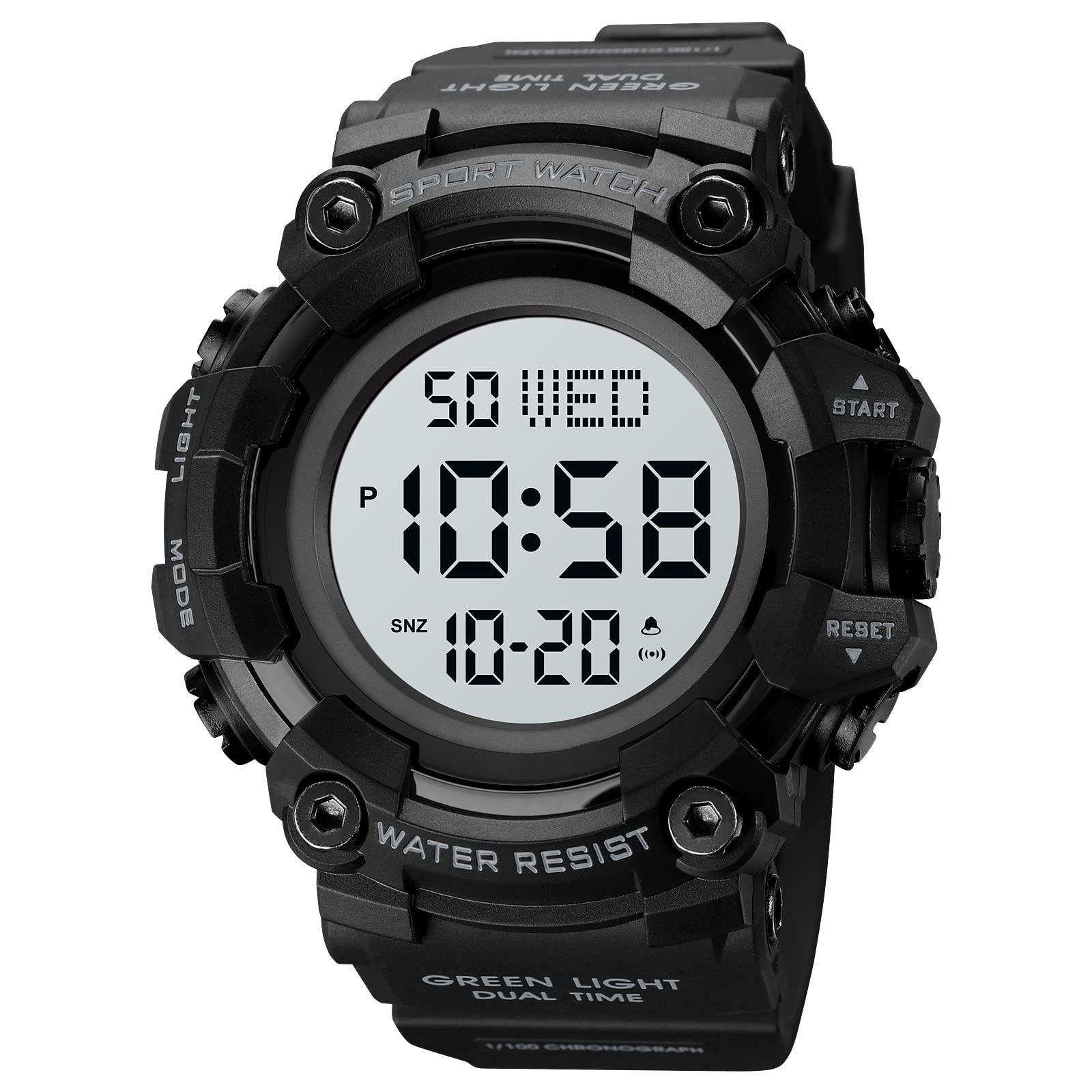 Gosasa Big Dial Digital Watch S Shock Men Military Army Watch Water Resistant LED Sports Watches, D Black, Digital