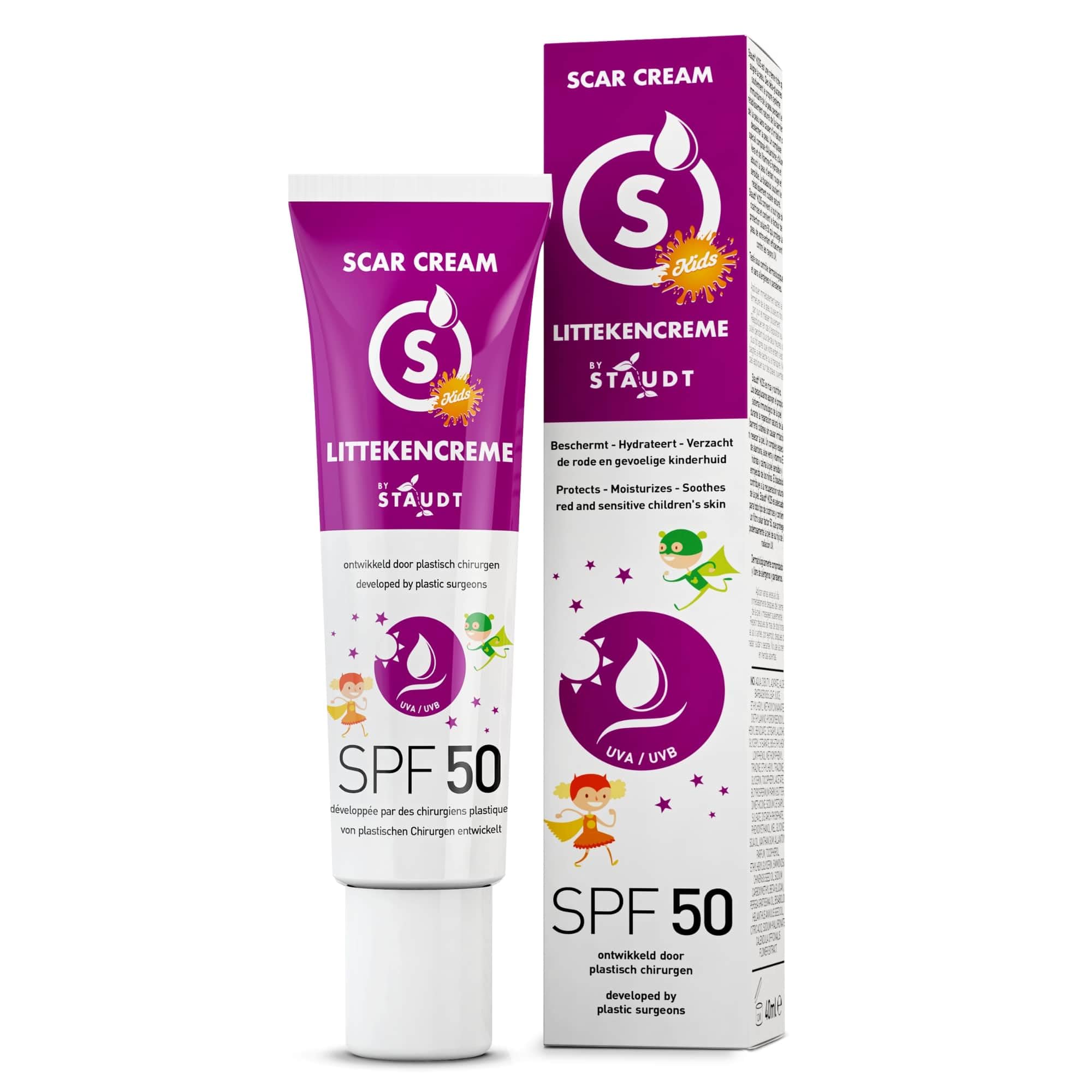 Staudt Premium Kid’s Scar Cream with SPF50 Protection - Paediatric Silicone Scar Gel for Sensitive Skin - Hydrating Allantoin & Aloe Formula - Reliable UV Protection - 40ml