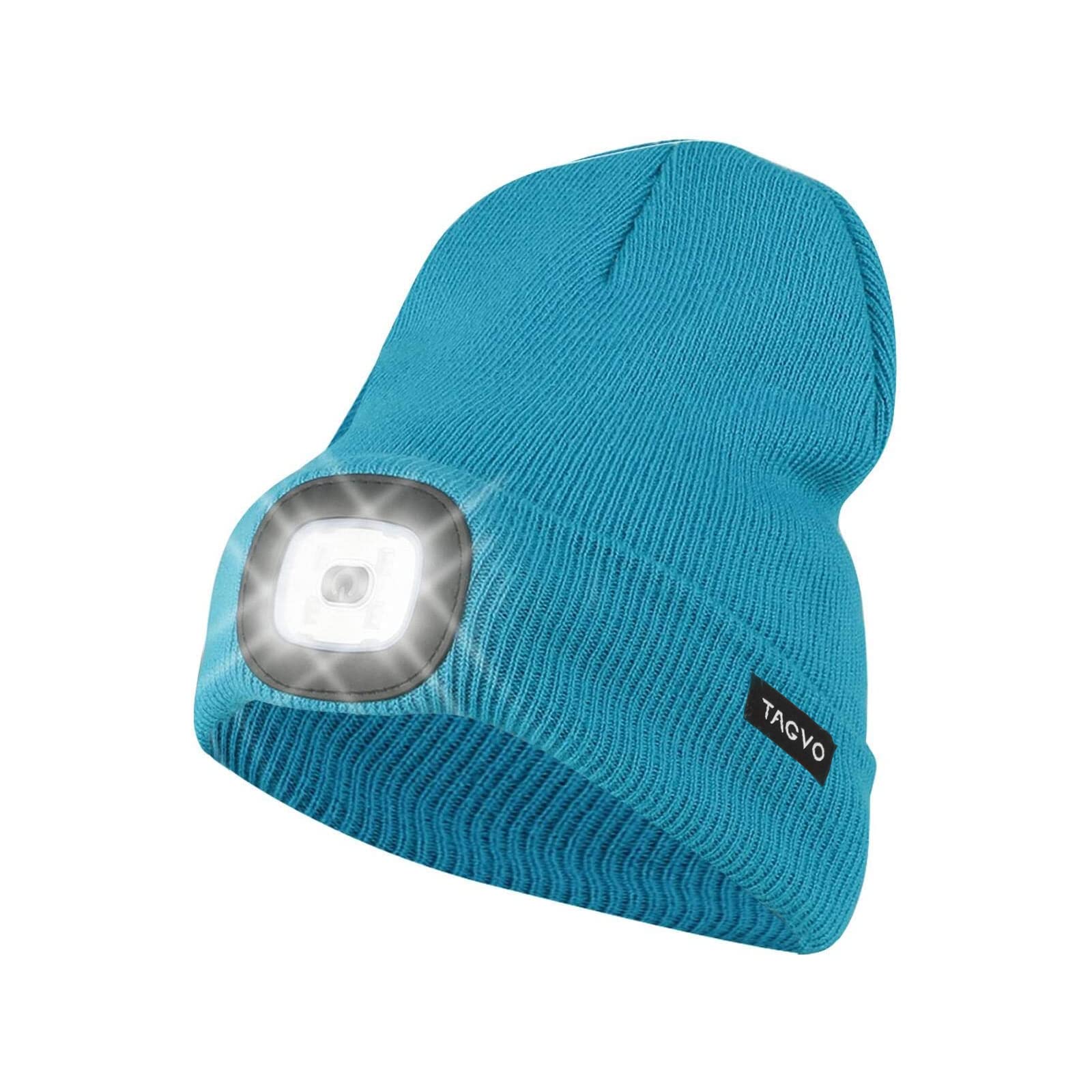 TAGVO LED Lighted Beanie Cap, USB Rechargeable Winter Warm Hats with 8 Lights, 2 Modes(Bright & Flashing Alarm), Running Camping Headlamp Knitted Skullies Beanie — image 1