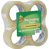 Duck Brand Standard Packaging Tape Refill Rolls, 1.88 in x 100 Yds, 4 Rolls | Extra Long Clear Packing Tape Rolls for Everyday Shipping &amp; Mailing Boxes, Compatible with 2" Wide Tape Guns, 3 inch Core