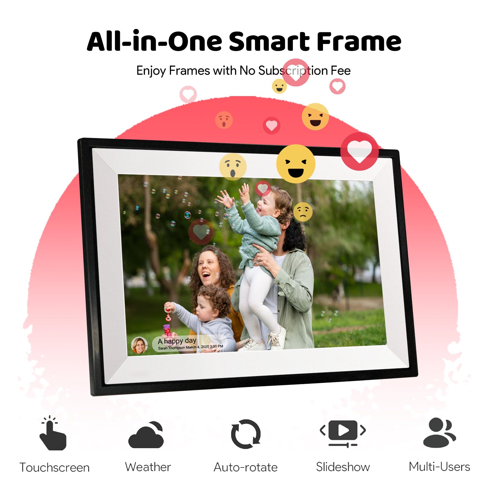 Frameo 10.1 Inch WiFi Digital Picture Frame, Photo Frame Electronic HD IPS Touch Screen 1280x800 32GB, Wall Mountable Smart Cloud Slideshow, Send Photos from Your Phone Anywhere, Gifts for Parents