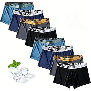 YE XInin Mens Ice Silk Underwear Boxer Briefs 8-Pack Ultra Cool | Breathable Sort Quick-Dry Moisture Wicking No-Ride-Up Mens