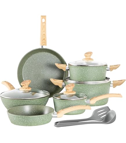 Ensemble De Casseroles Empilables Avec Poignée Amovible – Cuisine Camping, Effet Granit