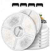 Cat/Pet Water Fountain Filters, 12 Pieces Set Pack of 8 Replacement Filter Fit for 81oz/2.4L, 3 Filtration System with 4 Pre-Filter Sponges
