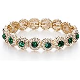 BriLove Women's Wedding Bridal Crystal Rhinestone Beaded Stretch Bangle Bracelet