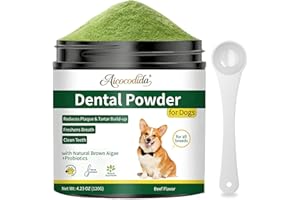Dog Dental Powder, Probiotics Dog Breath Freshener for Dogs Teeth, Pet Dental Cleaning Powder for Natural Plaque & Tartar Con