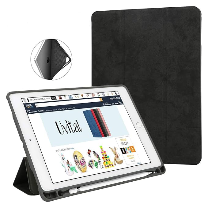 OJOS iPad Pro 10.5 Case with Pencil Holder Soft TPU Trifold Folio Smart