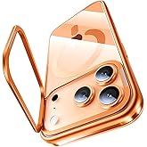 Peerock Lens Stand for iPhone 17 Pro Case (with Camera Control Button) Compatible with MagSafe, Military-Grade Drop Protection Magnetic Phone Case for iPhone 17 Pro Clear Cover, Cosmic Orange