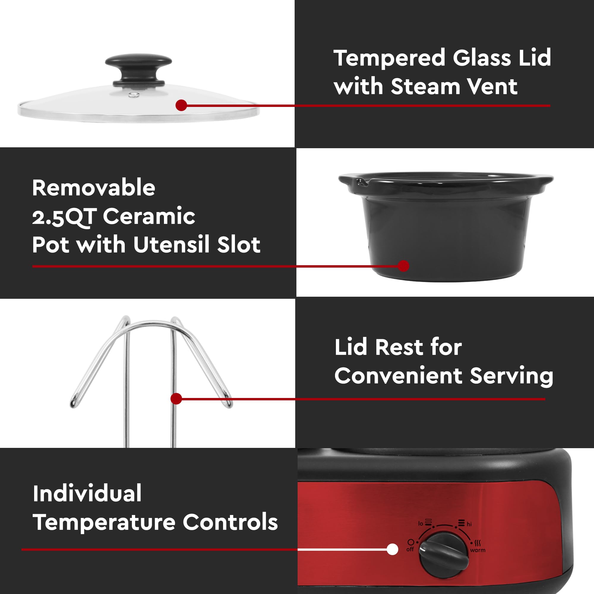 Elite Platinum EWMST325R MaxiMatic Triple Slow Cooker Buffet Server