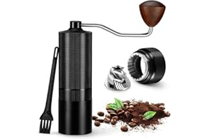 JURMICKEY Manual Coffee Grinder, Portable Hand Coffee Grinder With Adjustable Setting Clicks/Travel Coffee Bean Grinder/Great Gift For Home, Office and Camping