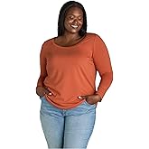 Terra & Sky Women's Plus Size Scoop Neck Tee with Long Sleeves, Sizes 0X-5X