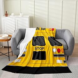 School Bus Print Flannel Fleece Throw Blanket - All