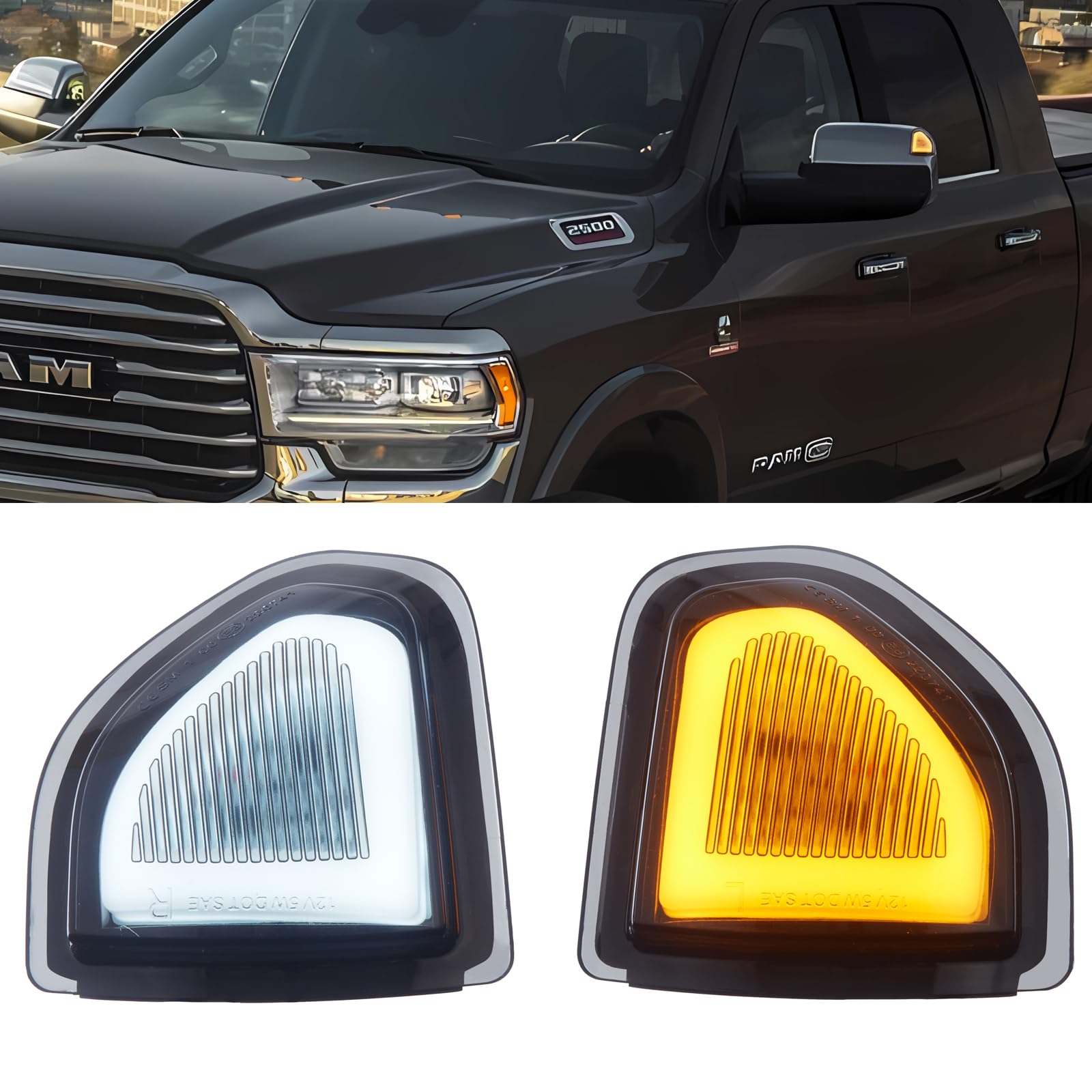 Photo 1 of **MISSING 1** Jinfili Ram Mirror Lights Turn Signal & White Daytime Running Light Assembly Switchback Smoked Lens Compatible With 2010-2021 Dodge Ram 1500,2010-2018 Ram 2500 3500