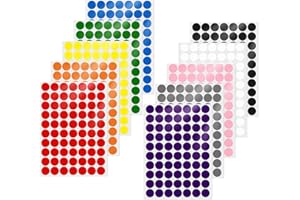 YIKIADA 10 Colors Dot Stickers 1 Inches Vinyl Self-Adhesive Waterproof Colored Circle Labels Removable Color Coding Decals Ro