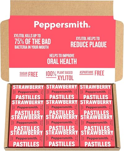 Peppersmith Strawberry Pastilles - Vegan Sugar Free Xylitol Breath Freshener