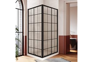 ELEGANT Corner Shower Enclosure 36 in. D. x 36 in. W. x 72 in. H, Double Sliding Shower Door with 1/4 in. Clear Glass, Black Finish (Shower Base Not Included)