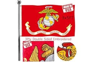 Jayus Embroidered US Marine Corps Military Flags 3x5 Outdoor - 340D Heavy Duty Nylon Double Sided Marine Corps Flag Banner with 2 Grommets