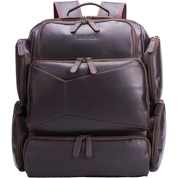STAR VISTA Colosse 30L Large Vintage Leather Travel Backpack for Men, Fits 18