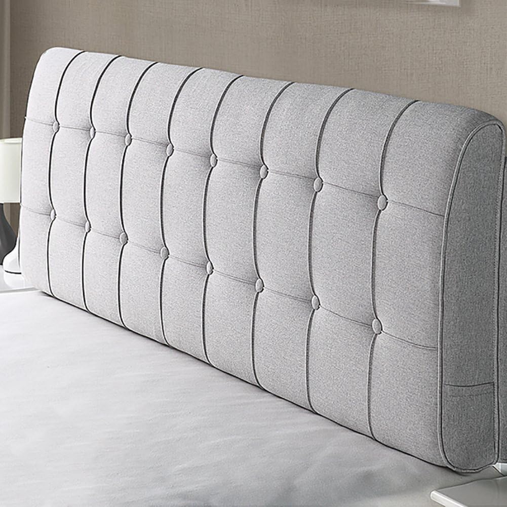 WAYERTY Solid Color Bedside Cushion, Reading Pillows Headboard Soft Pack Fabric Cotton Bed Head Cushion Large Backrest Bed Cover No Headboard Type-grayA W180xH58cm(71x23inch)