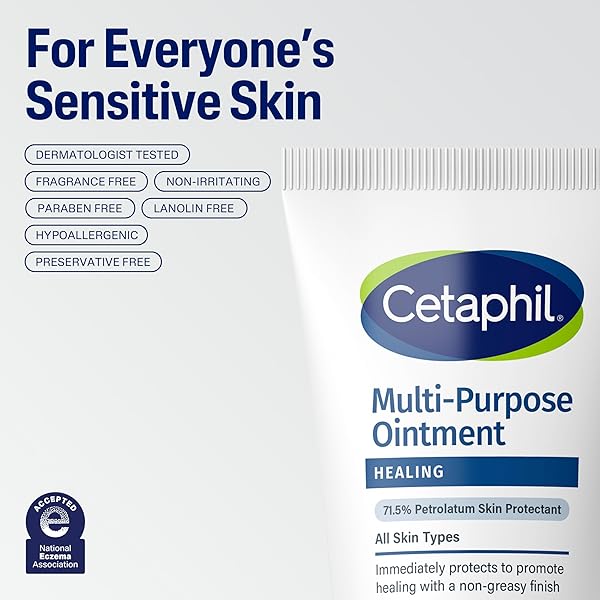 CETAPHIL HEALING OINTMENT, 12 OZ, FOR DRY, CHAPPED, IRRITATED SKIN, HEALS AND PROTECTS, SOOTHES CRACKED HANDS AND CHAPPED LIPS, HYPOALLERGENIC, FRAGRANCE FREE