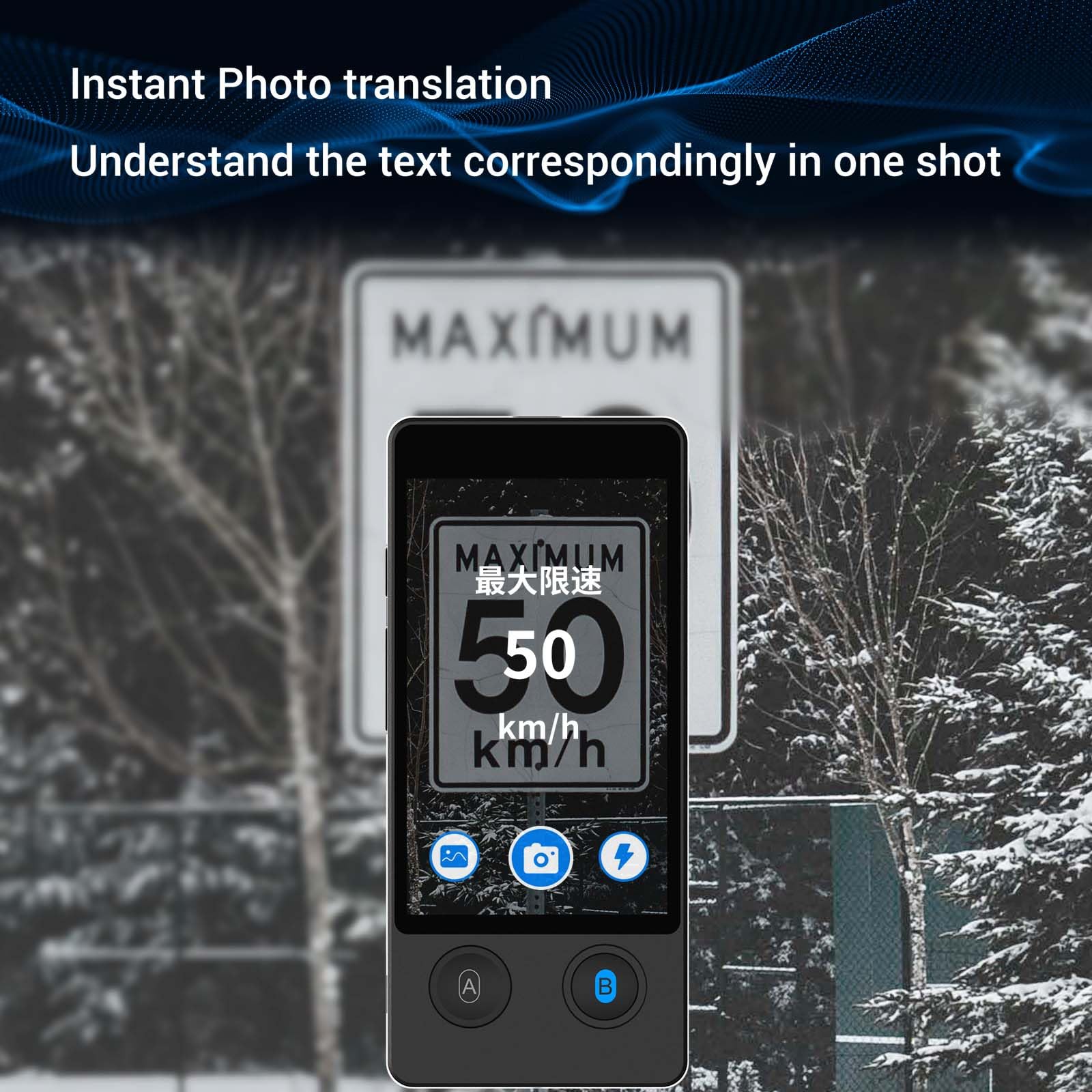 Wooask Offline Translator Device W12 144 Languages 98% Accuracy 0.5s Instant Translation Ideal for Travel, Business, and Global Communication(with Lanyard and Protective Case) (Black)