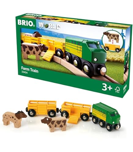 Amazon.com: BRIO World 33404 Farm Train 5-Piece Set + 33402