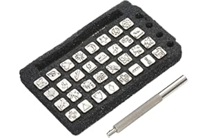 zolyet 32PCS Indian Symbol Pattern Stamping Punch Tools Set with Knurled Handle Steel Craft for Leathercraft DIY Projects