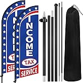 HunnmingRe 2 Sets Income Tax Service Feather Flag 7 ft Flagpoles Pole and Ground Stake Tax Services Swooper Advertising Flag Feather Banner for Accountant Offices Accounting Businesses(English)