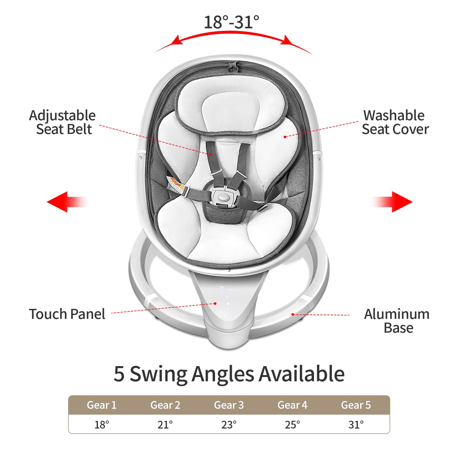 Baby Swings for Infants, Electric Infant Swing with 5 Speeds 10 Lullabies, Portable Baby Swing for Newborns Boys Girls