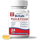 Dr. Kids Children’s Pain and Fever Gummy Bite - Chewable Acetaminophen for Kids Ages 2-11, Pre-Measured Soft Chews for Headache, Sore Throat, Cold and Flu, Orange Vanilla Flavor, 24 Count