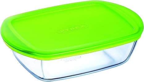 Dajar Glasbehalter Mit Deckel Cook Store Rechteckig Pyrex Glas Transparent Grun 23 X 15 X 6 5 Cm Amazon De Kuche Haushalt