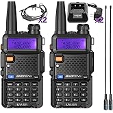 BAOFENG Radio Ham Radio UV-5R Long Range UV5R Dual Band VHF UHF Rechargeable Walkie Talkies for Adults Handheld Two Way Radio with Earpiece AR-771 Full Kit for Camping Hunting Survival Gear,2Pack