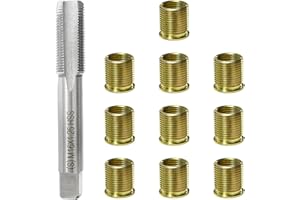 SHMZK 11 PCS Spark Plug Thread Repair Kit, M14×1.25 Inserts and M16×1.25 Tap Spark Plug Rethreading Set, Stainless Steel Thread Repair Tool Kit for Automotive Gasoline Engines Generators
