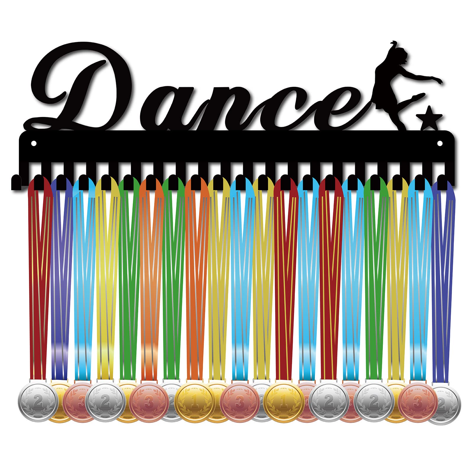 CREATCABIN Dance Medal Holder Dancer Medals Hanger Display Stand Wall Mount Hanger Decor Stainless Steel Metal Hanging for Home Badge Medalist Ballet Running Soccer Gymnastics Over 60 Medals, Black