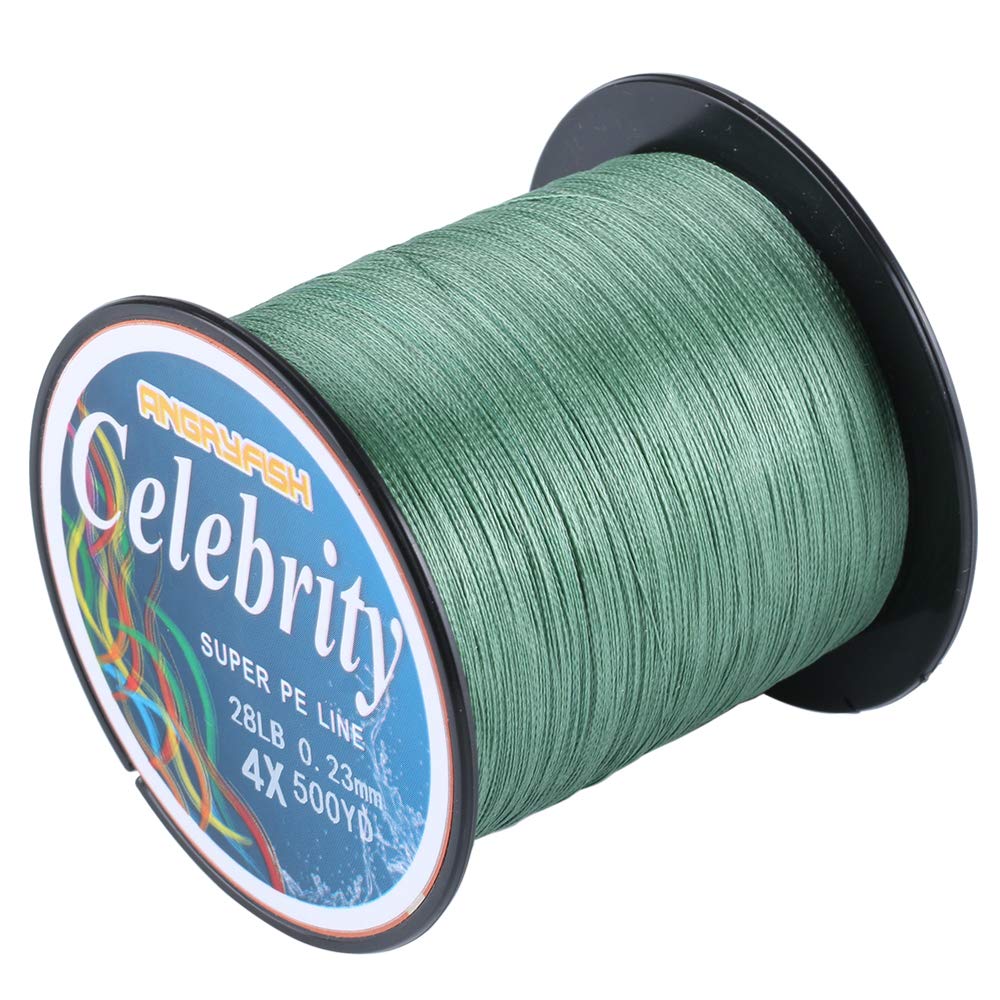 ANGRYFISH 4 Strands Super Strong Braided Fishing Line- Less Expensive -Zero Stretch -Small Diameter-Suitable For Novice Fishermen 500YD-Green35LB