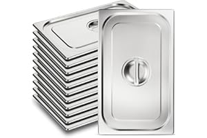 Suclain Full Size Steam Table Pan Covers Hotel Pans Covers with Handle 0.8 mm Thick Stainless Steel 20.8"L x 12.8"W Commercial Food Lid for Steam Food, Buffet, Roasting(12 Pack)