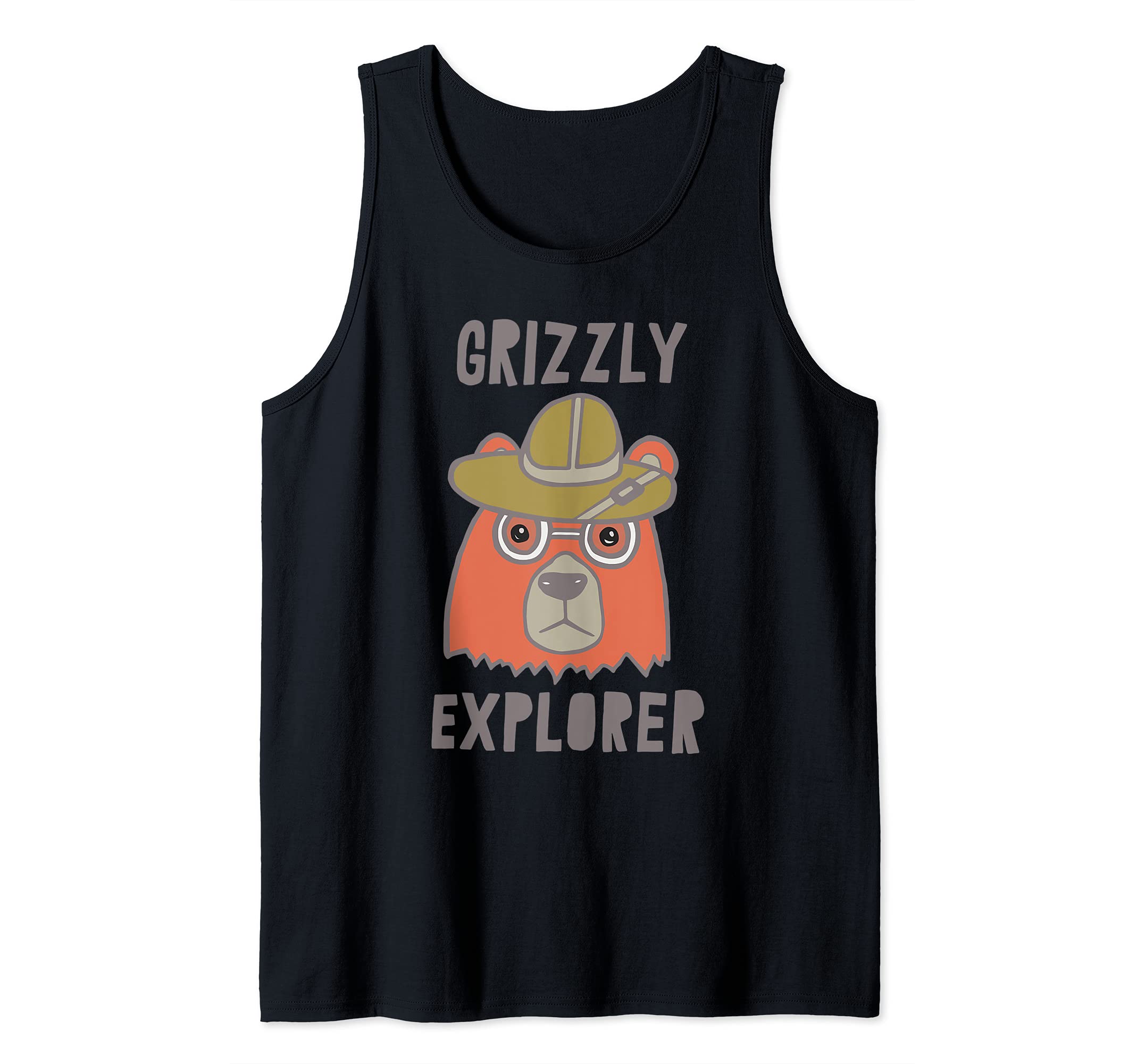Grizzly Bear Explorer Hat Campfire Camping Camp Hiker Funny Tank Top