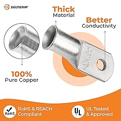 SELTERM 10pcs 2 AWG-#10 Stud Tinned Copper Wire
