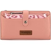 Montana West X Wrangler Pink Wallet for Women Leopard Print Wallets, Card Cases & Money Organizers Ladies Female Bifold Wallet Western RFID Blocking Wallets with Removable Coin Purse