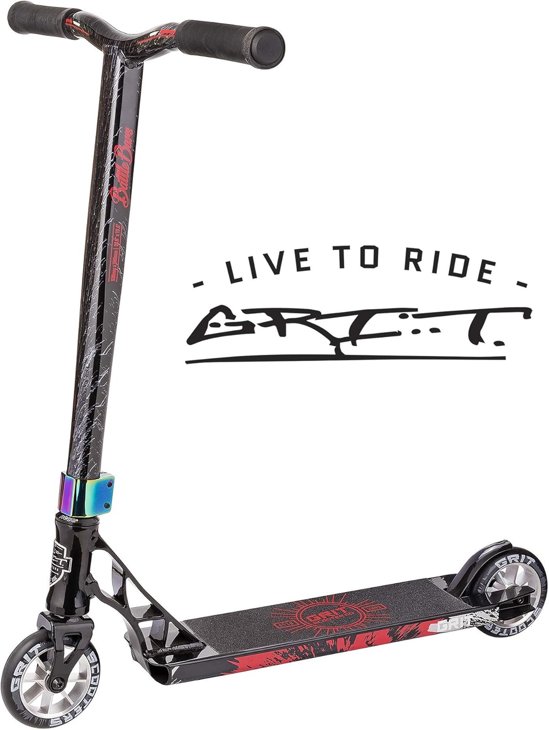 Grit Elite XM Complete Pro Stunt Scooter Black/Black Silver Laser