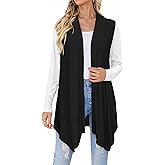 ZXZY Womens Fashion Long Cardigans Sleeveless Front Open High Low Hem Vest Tops Duster