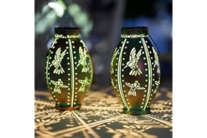 SUNNYGARDEN 2 Pack Solar Lanterns Outdoor Waterproof Decorative Hummingbird Solar Lantern Lights Hanging for Outside Patio Tableto Garden Yard Lawn Decor, Gifts for Mom Grandma Woman