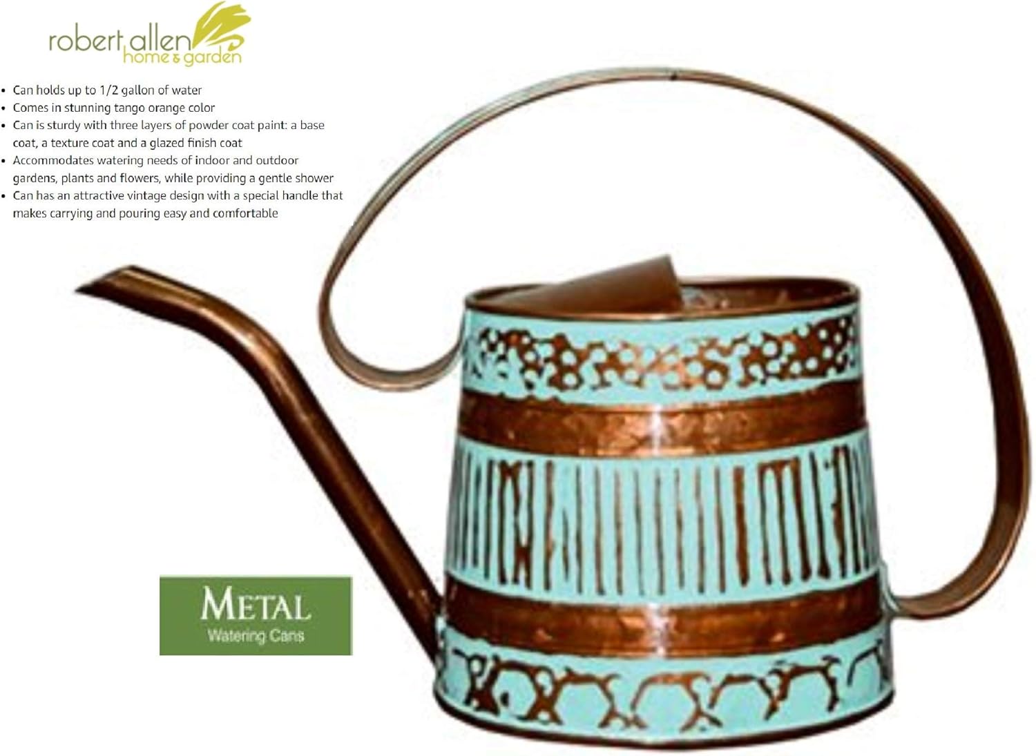 Robert Allen MPT01508 Danbury Watering Can.5 Gallon, Teal/Copper : Garden & Outdoor