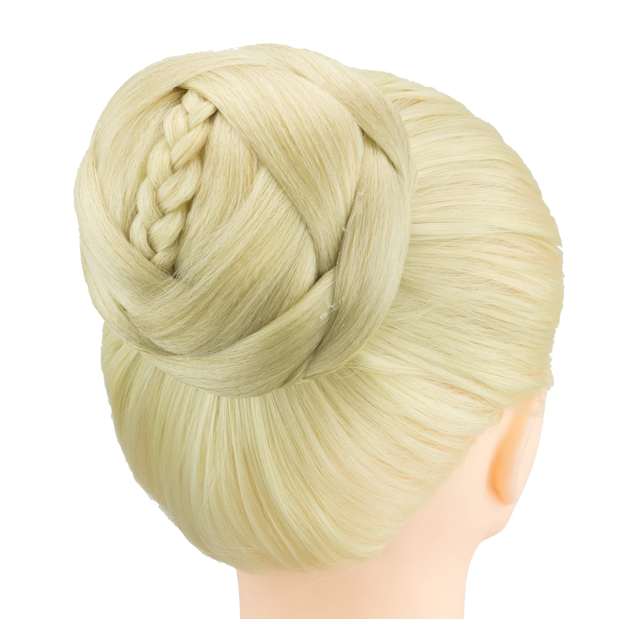 IMISSU Dancer Braided Chignon Hair Cover Donut Hairpieces Scrunchie Hair Bun Wig Updo on Wedding Party (M3 Dirty Blonde)